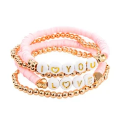 4 Armbånd Pink Love