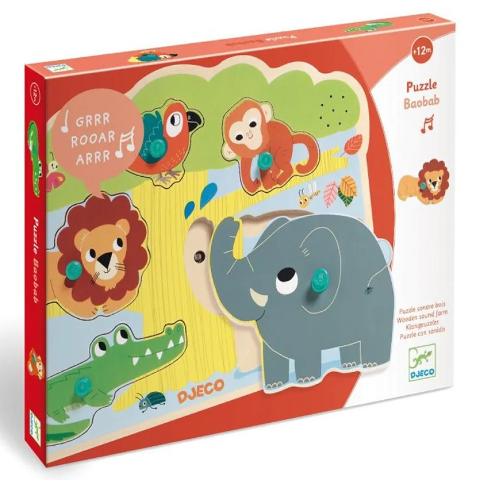 Baobab Lydpuslespil med Safaridyr