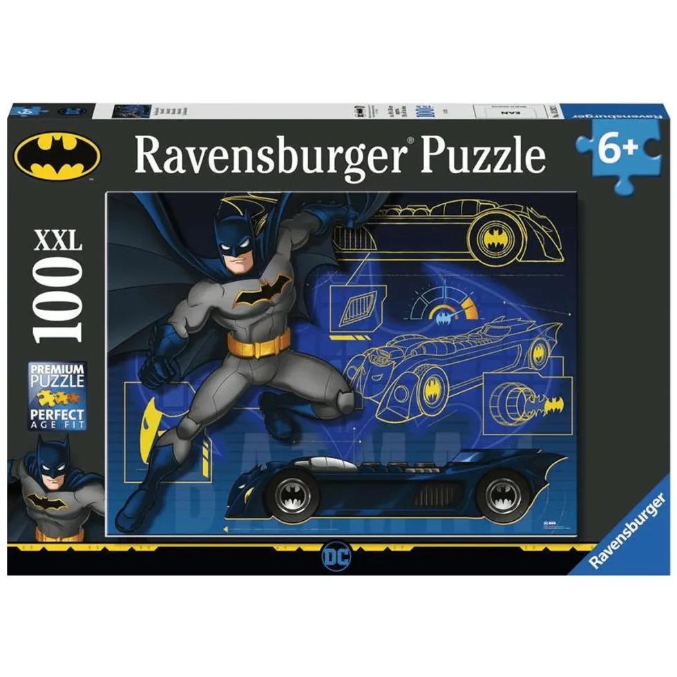 Batman og batmobil puslespil, 100 brikker