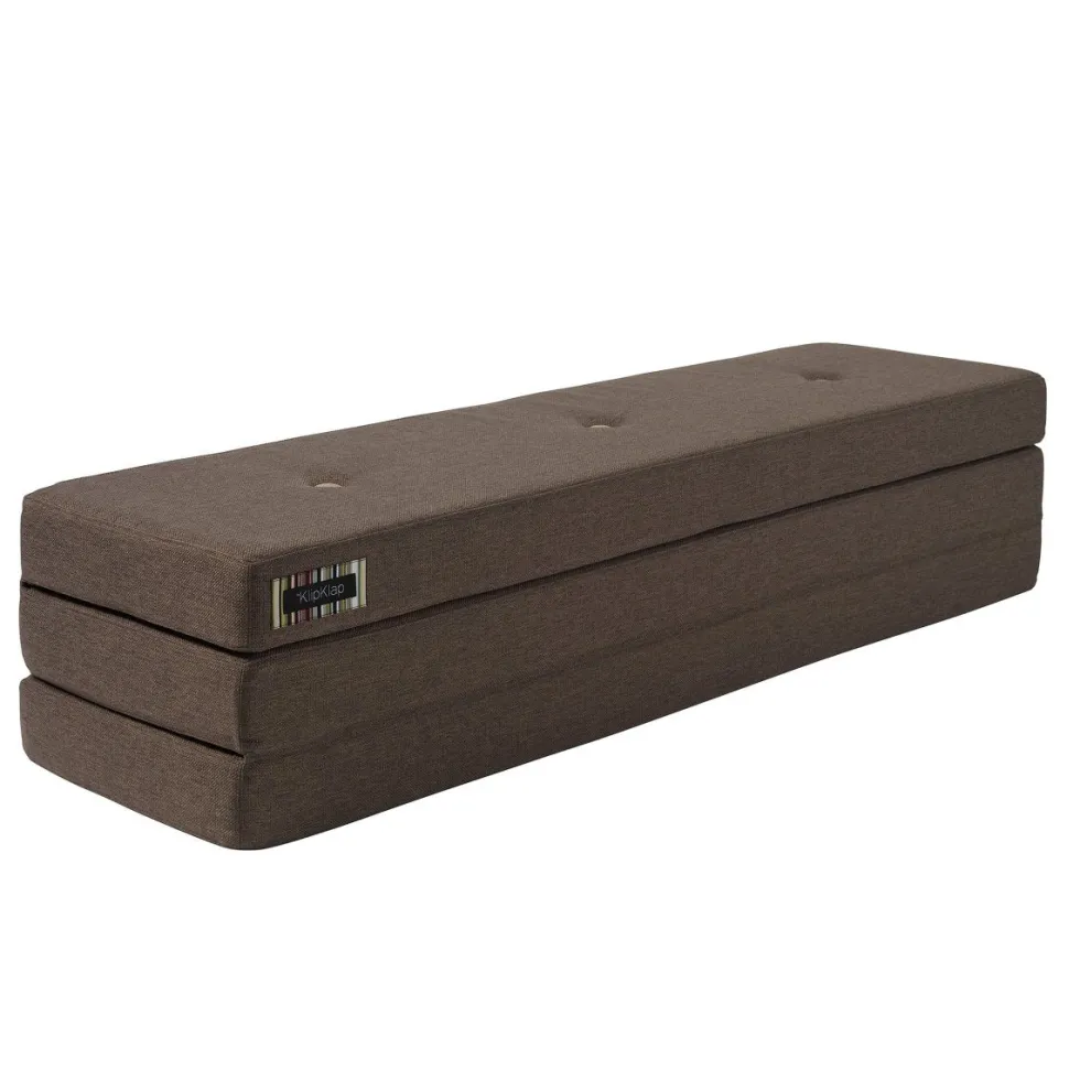 by KlipKlap 3-fold madras, 200 cm brun med sand knapper