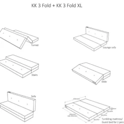 by KlipKlap 3-fold madras, 180 cm sand med sand knapper