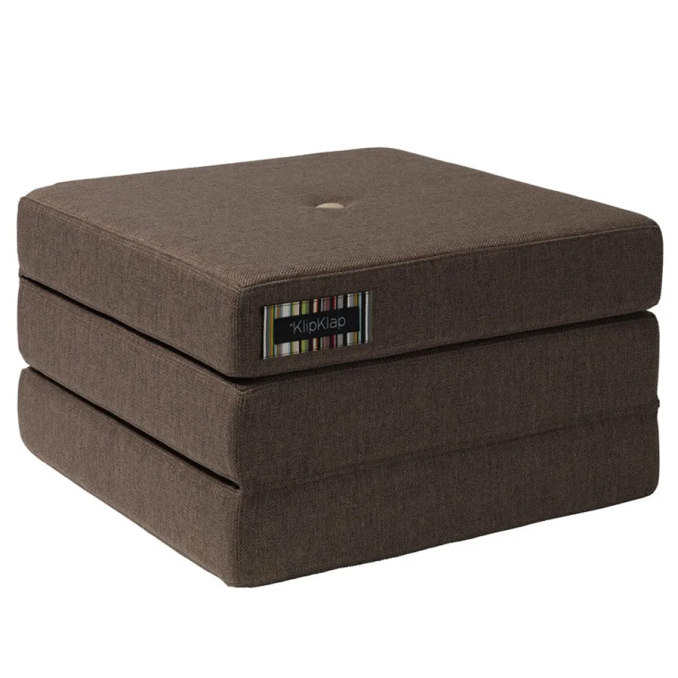 by KlipKlap 3-fold single madras, brun med sand knapper