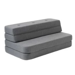 byKlipKlap 3-fold sofa, 140 cm blågrå m grå knap