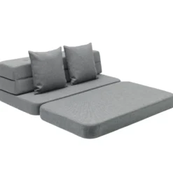 byKlipKlap 3-fold sofa, 120 cm blågrå m grå knap