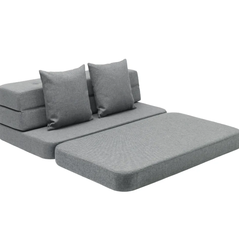 byKlipKlap 3-fold sofa, 120 cm blågrå m grå knap