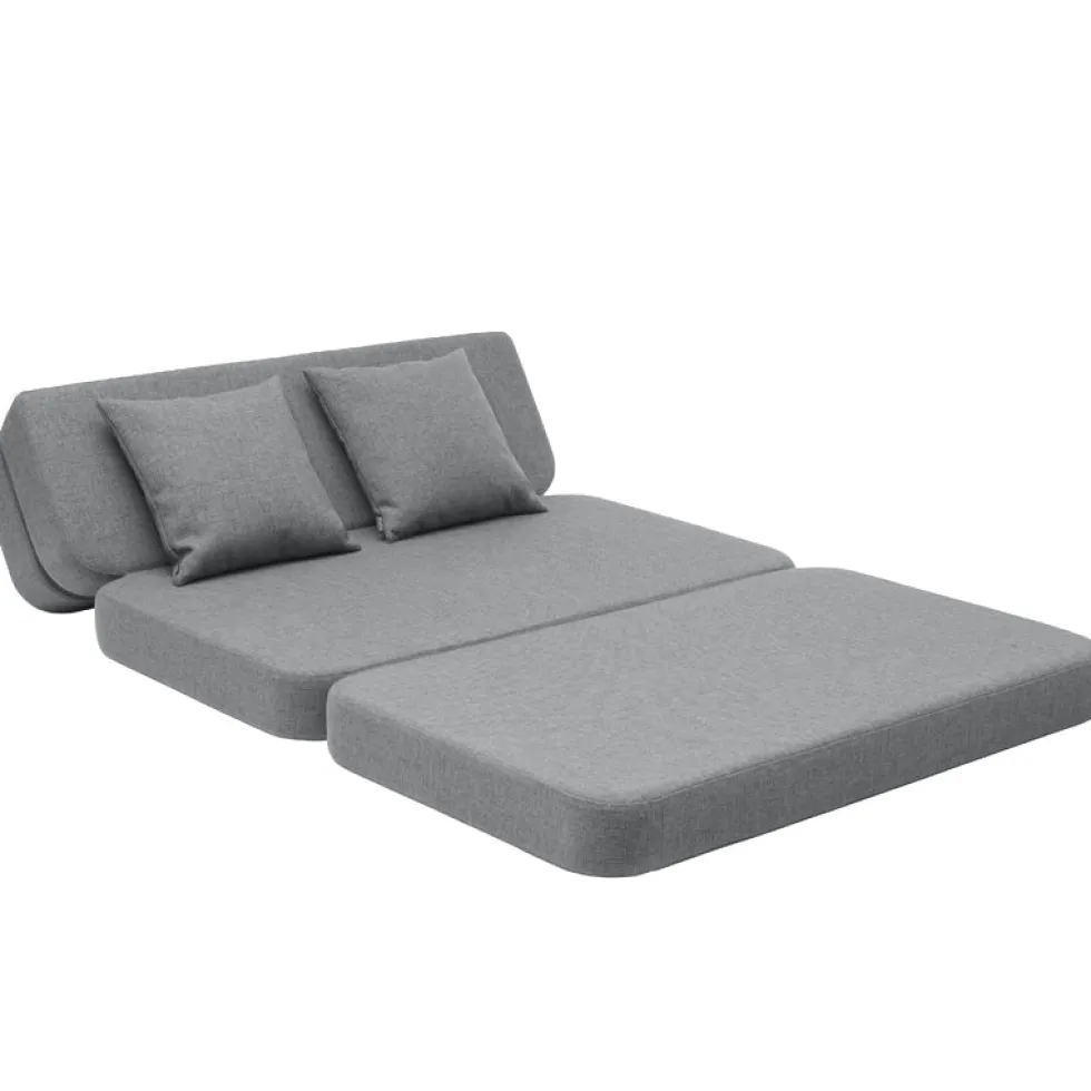 byKlipKlap 3-fold sofa, 120 cm blågrå m grå knap