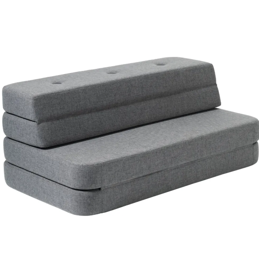 byKlipKlap 3-fold sofa, 120 cm blågrå m grå knap