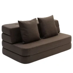 by KlipKlap 3-fold sofa, 120 cm brun med sand knapper