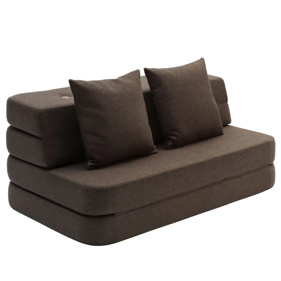by KlipKlap 3-fold sofa, 120 cm brun med sand knapper