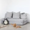 byKlipKlap 3-fold sofa, 140 cm multigrå m grå knap