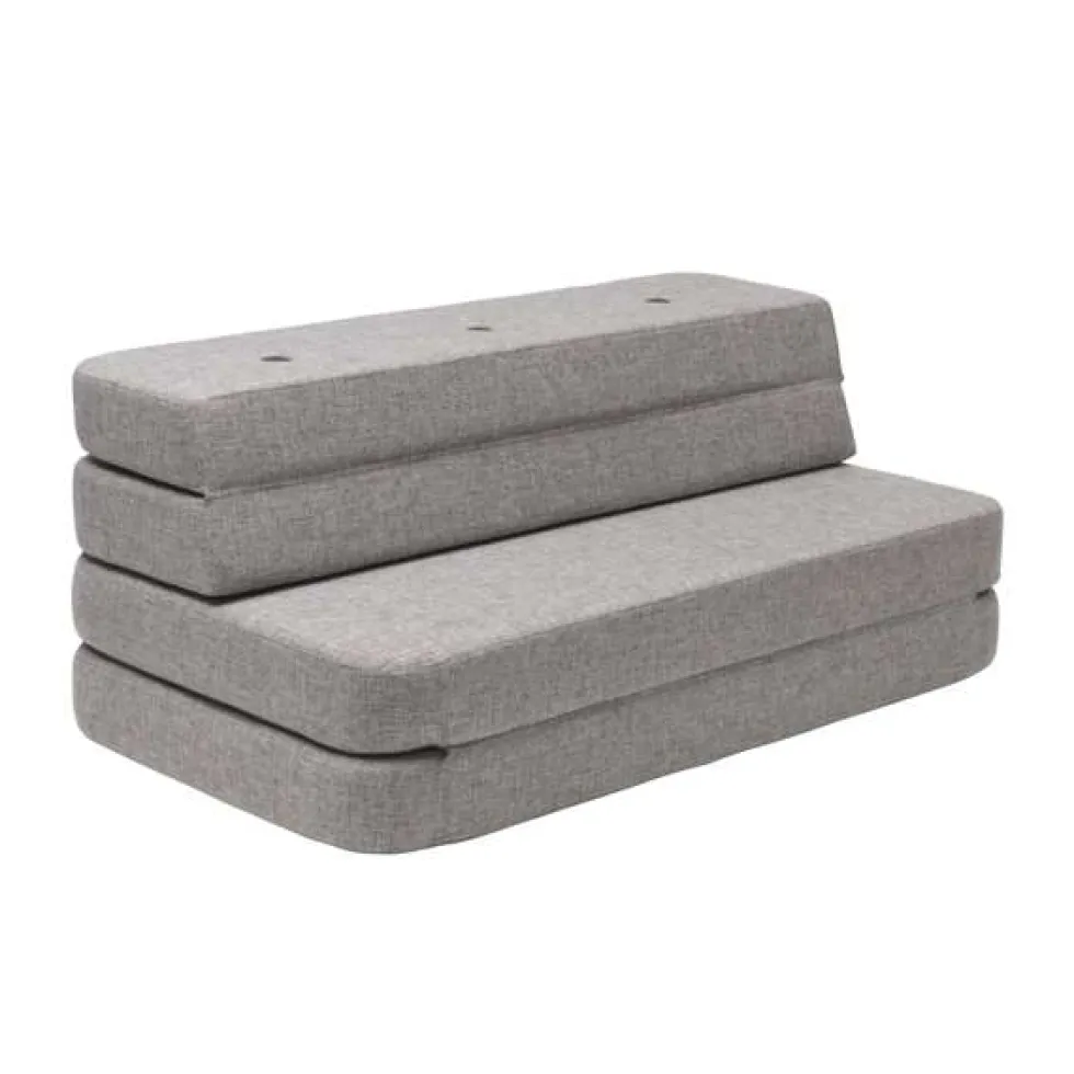 byKlipKlap 3-fold sofa, 140 cm multigrå m grå knap