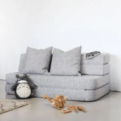 byKlipKlap 3-fold sofa, 120 cm multigrå m grå knap