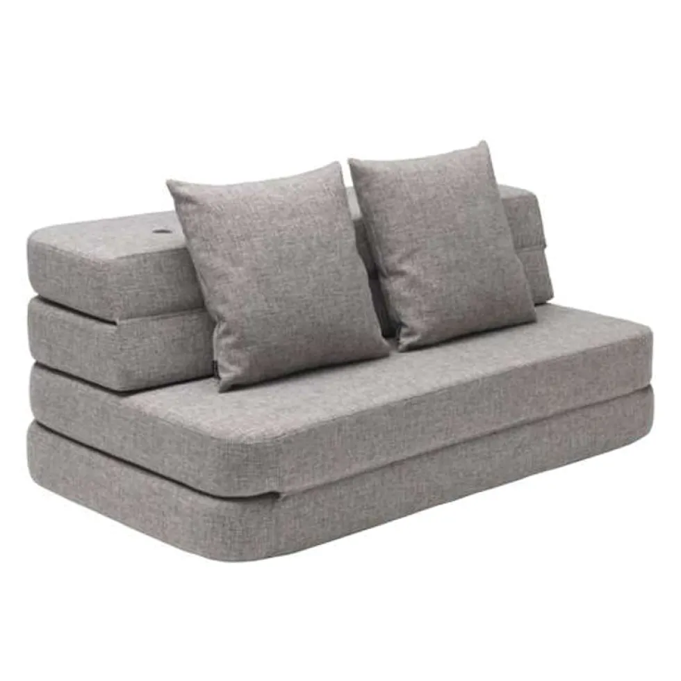 byKlipKlap 3-fold sofa, 120 cm multigrå m grå knap