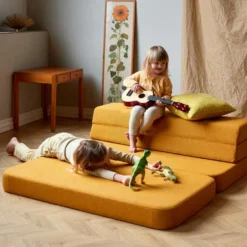 by KlipKlap 3 Fold sofa mustard med mustard knap