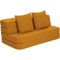 by KlipKlap 3 Fold sofa mustard med mustard knap