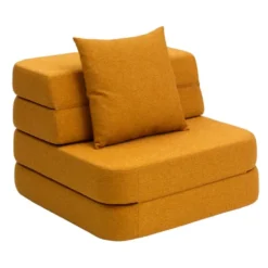 by KlipKlap 3 Fold sofa single, mustard med mustard knap