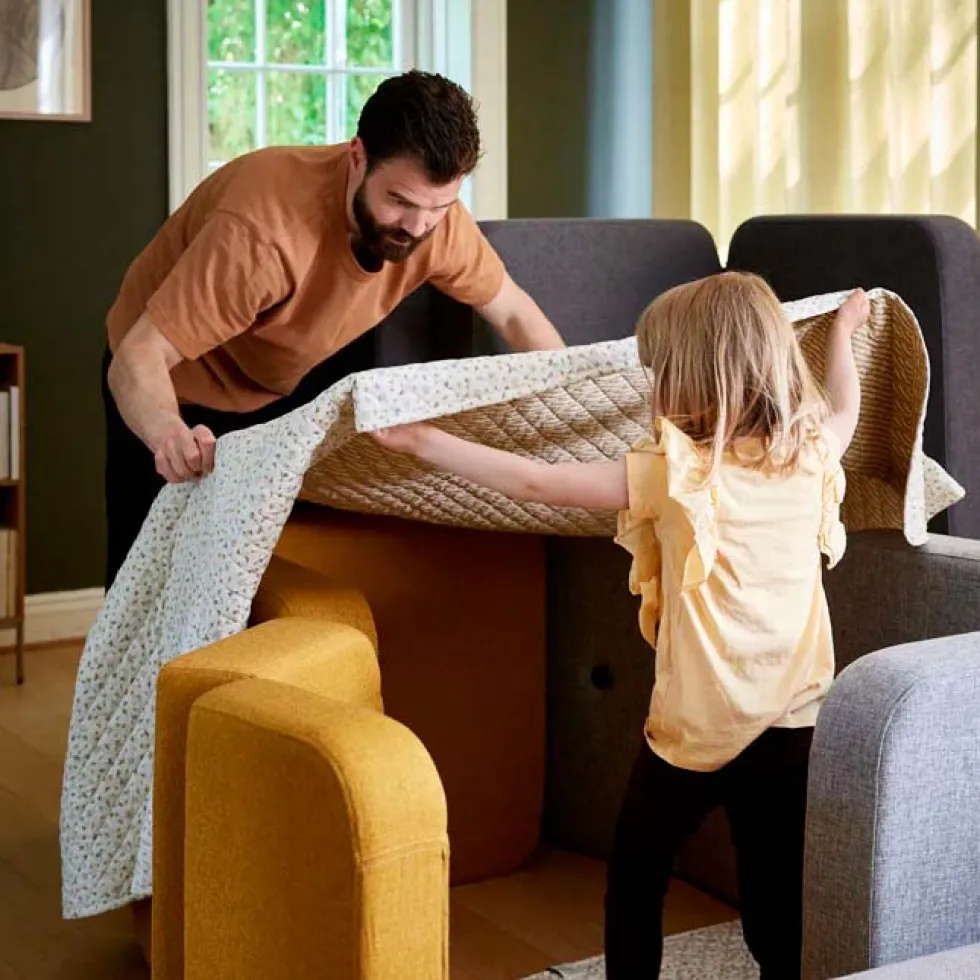 by KlipKlap 3 Fold sofa single soft, mustard med mustard knap