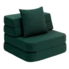 by KlipKlap 3 Fold sofa single soft, dyb grøn med lys grøn knap