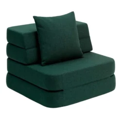by KlipKlap 3 Fold sofa single soft, dyb grøn med lys grøn knap