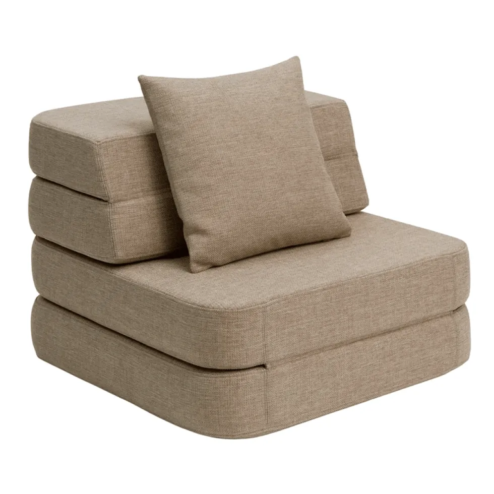 by KlipKlap 3-fold sofa single, soft - sand med sand knapper