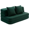 by KlipKlap 3 Fold sofa XL soft, dyb grøn med lys grøn knap