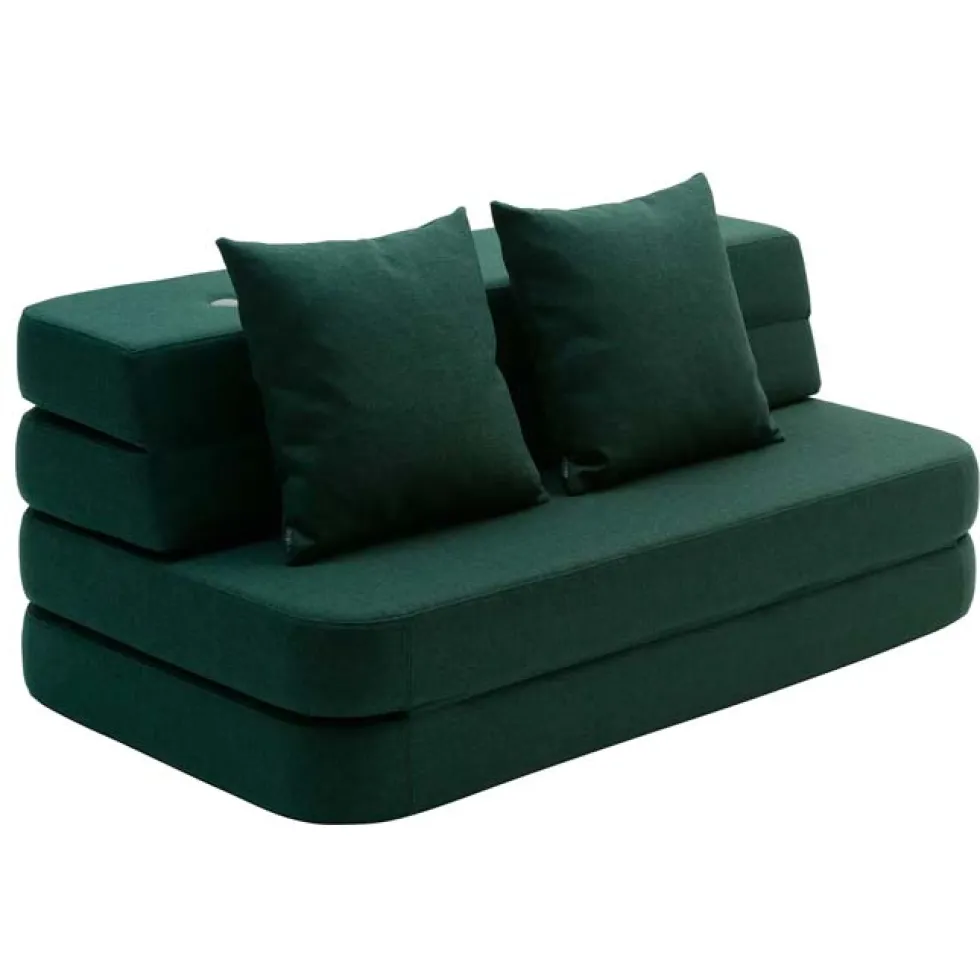 by KlipKlap 3 Fold sofa XL soft, dyb grøn med lys grøn knap