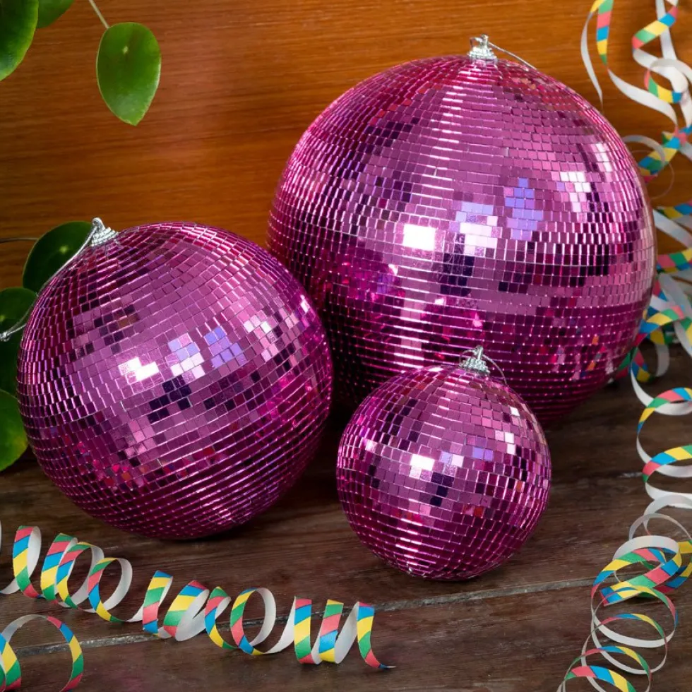 Disco Kugle Til Ophæng 20 CM - Pink