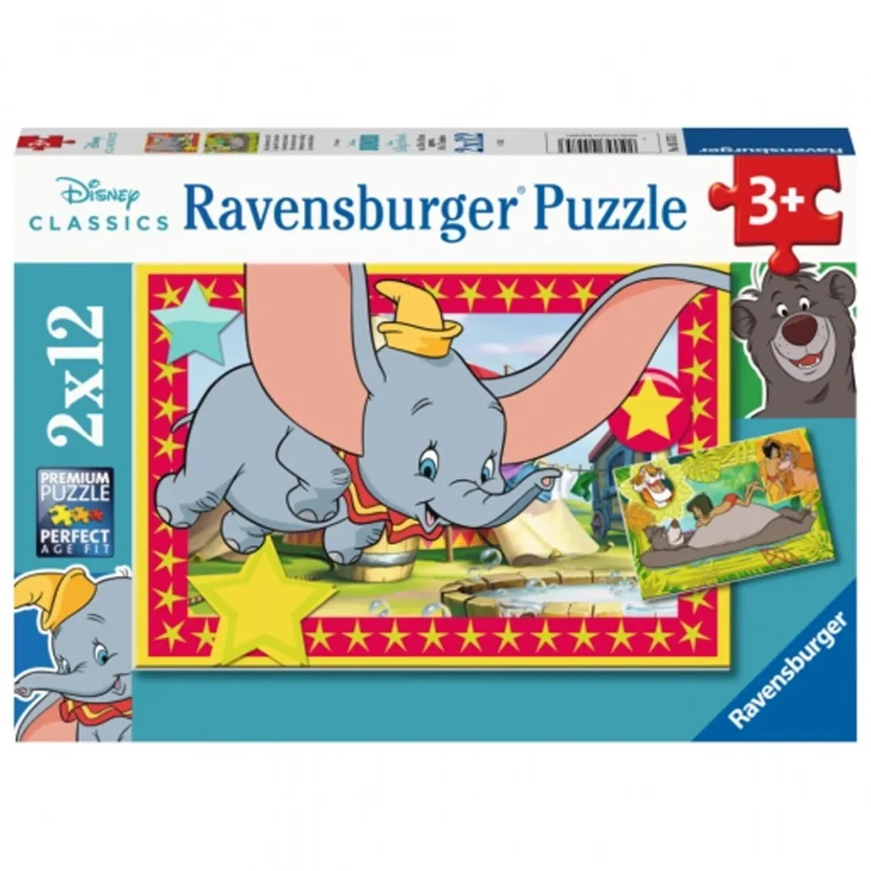 Disney dyr puslespil, 2x 12 brikker