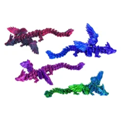 3D Printet Krystaldrage Med Vinger - Flere varianter (1 stk)
