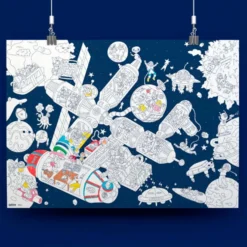 Gigant Plakat Til Farvelægning Inkl Stickers Rumstation