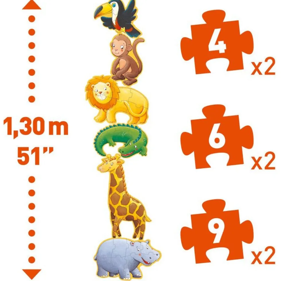 Gigant Puslespil med Marmoset og Venner (4+6+9 brikker)