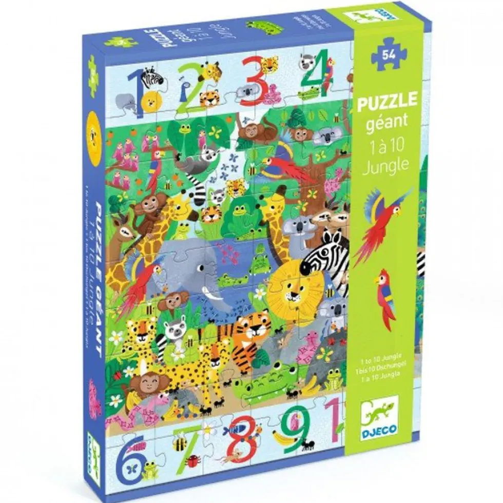 Gigant Puslespil med 1 til 10 Jungle (54 brikker)
