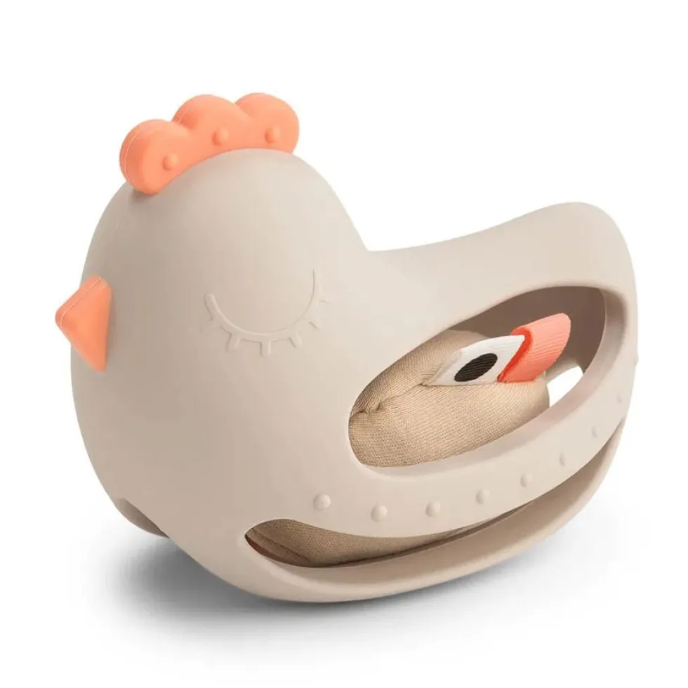 Gribe- Og Bidelegetøj Med Rangle Clucky Sand
