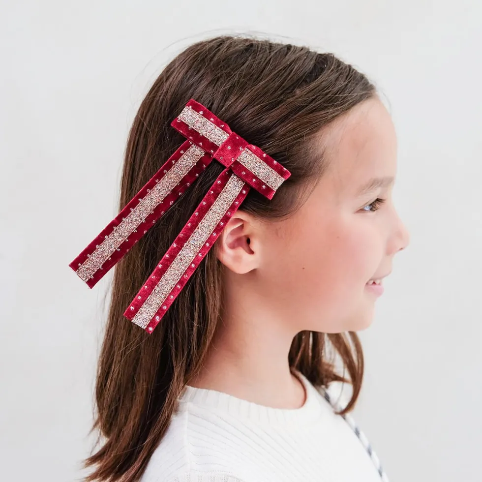 Hårsløjfe Red Burgundy Circus