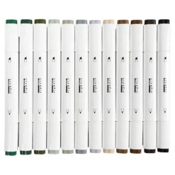 Illustration Marker, 12 stk Naturfarver, Streg 1+8 mm