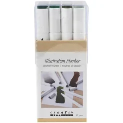 Illustration Marker, 12 stk Naturfarver, Streg 1+8 mm