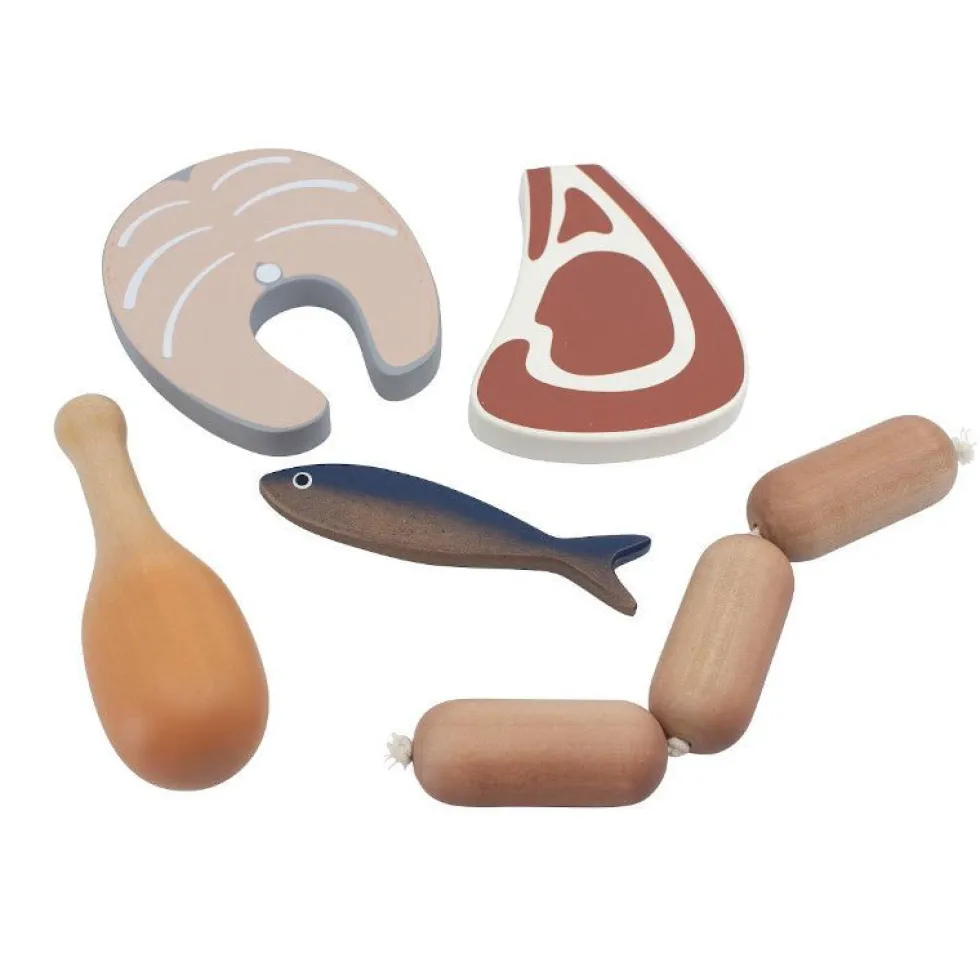 Legemad I Træ Kød Og Fisk