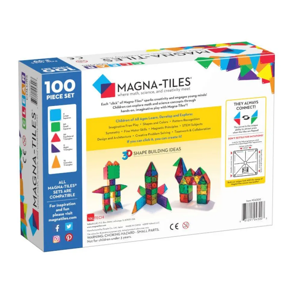 Magna-Tiles byggemagneter, clear - 100 dele