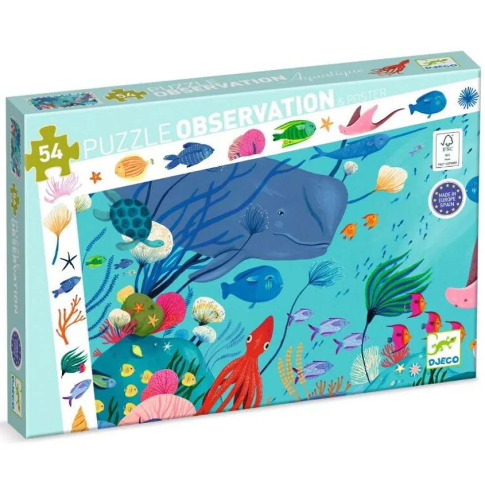 Observationspuslespil med Under Havet (54 Brikker)