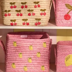 Opbevaringskurv Med Big Lemon Broderi Og Håndtag (small)