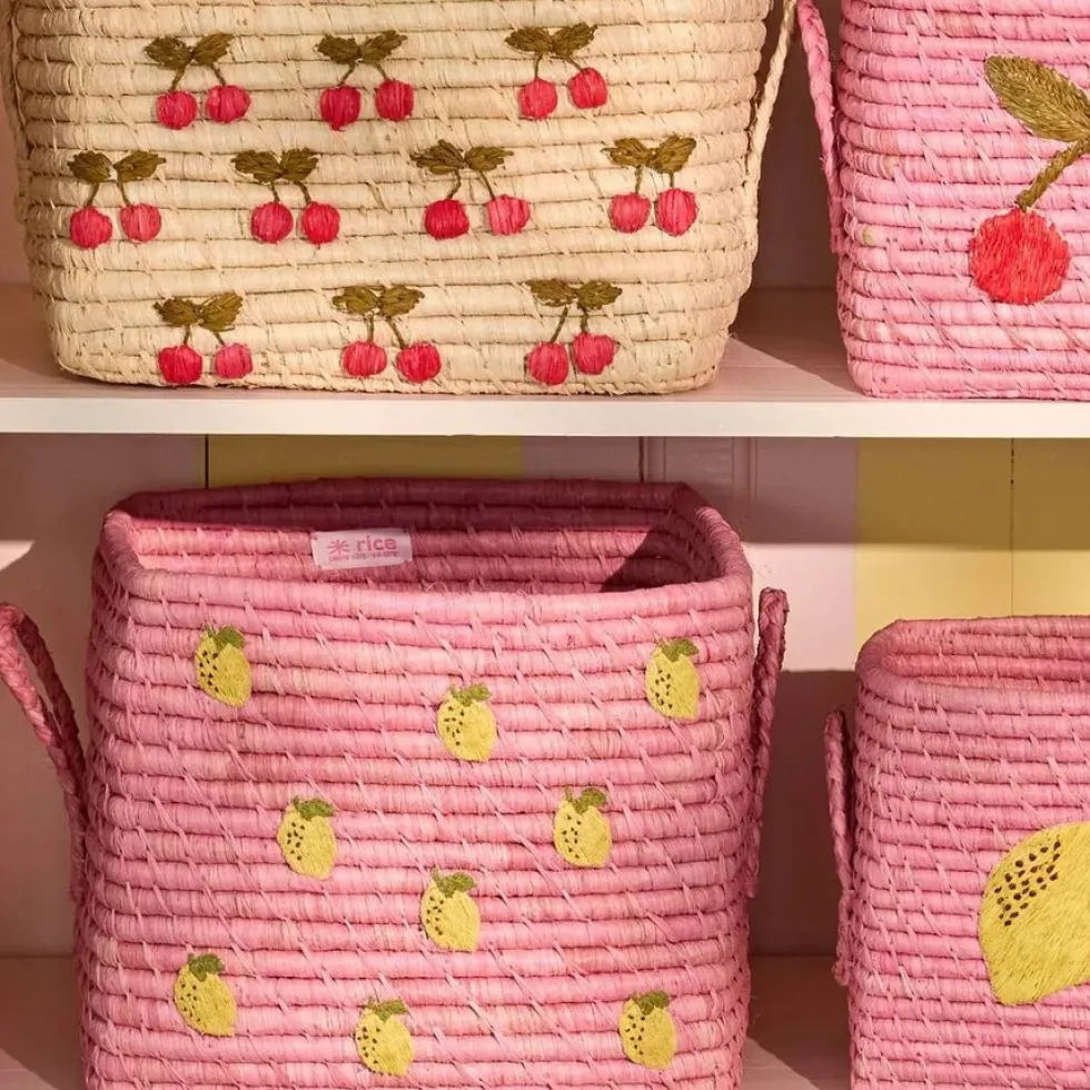 Opbevaringskurv Med Big Lemon Broderi Og Håndtag (small)
