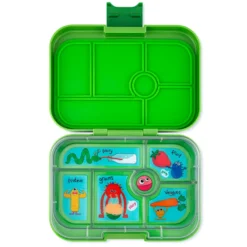 Original Madkasse Med 6 Rum Jurassic Green/Funny Monsters Tray