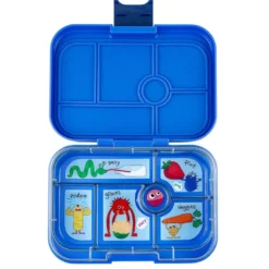 Original Madkasse Med 6 Rum Surf Blue/Funny Monsters Tray