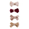 4-Pak Hårspænder Glitter Velvet Bow
