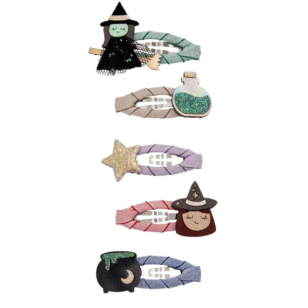 5-Pak Hårspænder Mini Witch Halloween