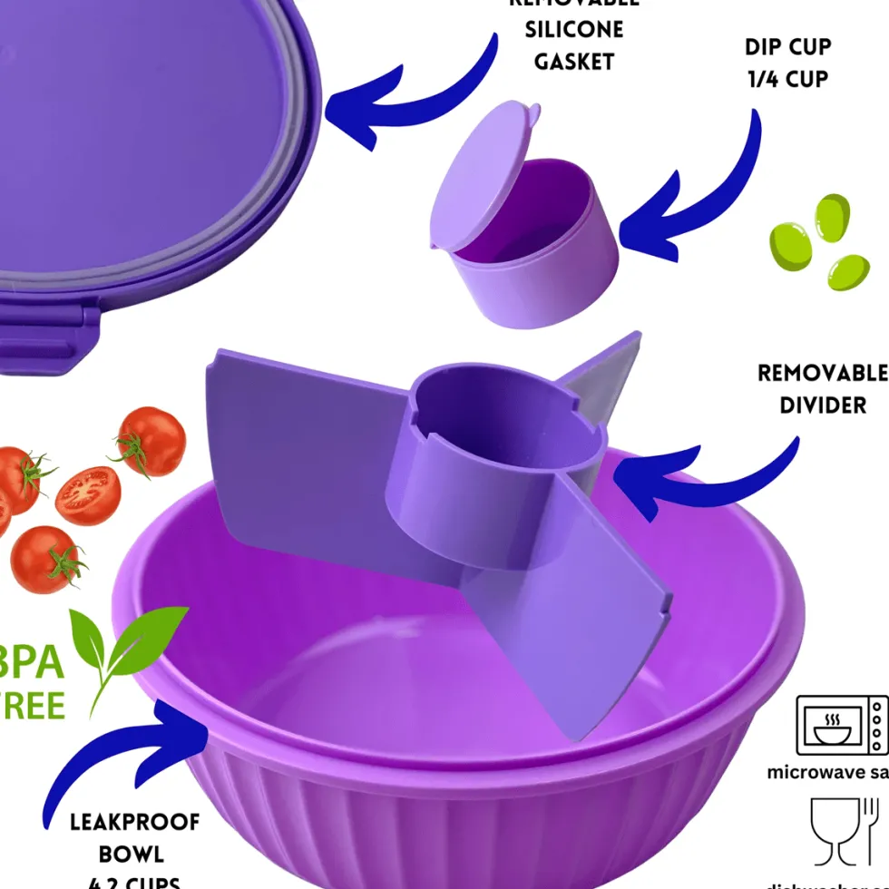 Poke Bowl Madkasse Med Skillevæg Maui Purple