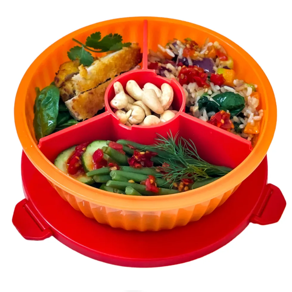 Pokebowl Madkasse Med Skillevæg Orange