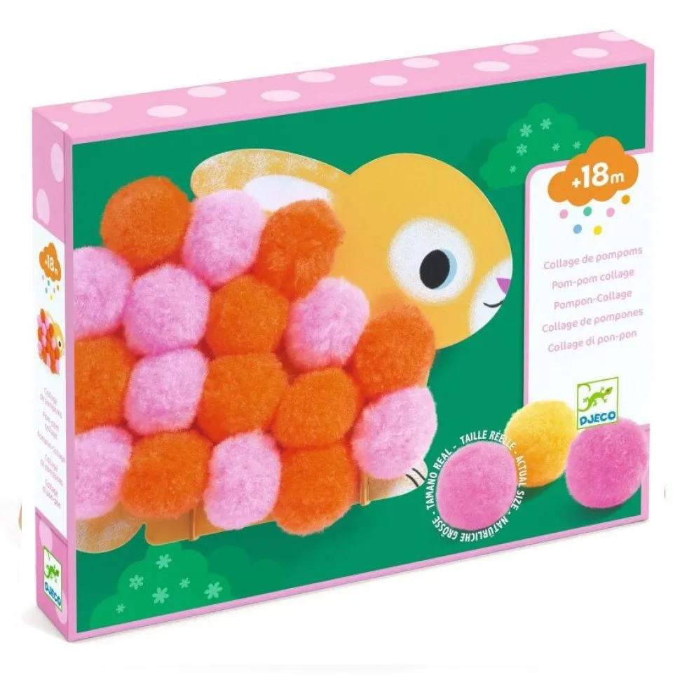 Pom-pom Collage med Dyr og Cirkler