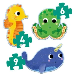 Primo Puslespil med Havets Dyr (4+6+9 brikker)
