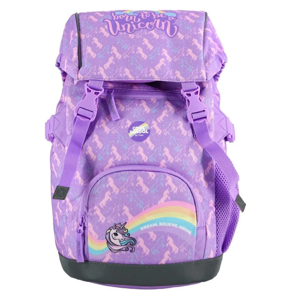 Skolerygsæk med Unicorn i Lilla (22L)